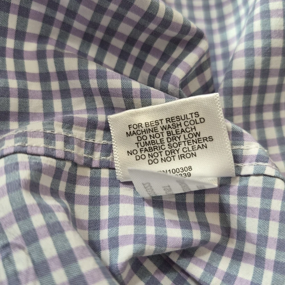 Peter Millar Shirt Purple Blue Plaid Flex Finish Long Sleeve Button Front Mens M - Picture 7 of 7